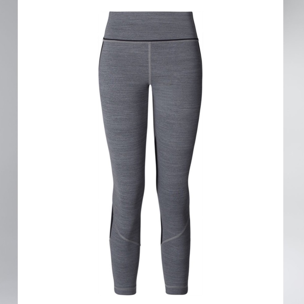 Lululemon pace rival space dye gray crop leggings size 8 zip pocket - Picture 2 of 11